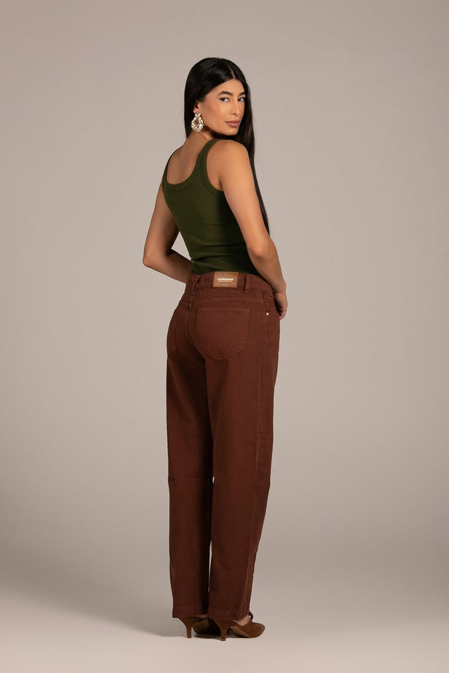 Calça Feminina Barrel - Marrom - www.latifundio.com.br