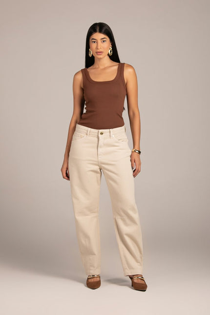 Calça Feminina Barrel - Off White