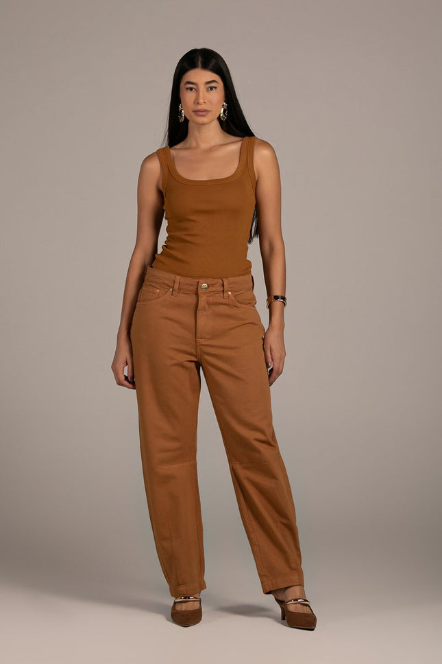 Calça Feminina Barrel - Cominho