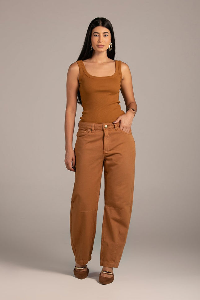 Calça Feminina Barrel - Cominho