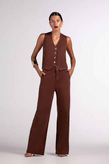 Calça Feminina Pantalona - Marrom - www.latifundio.com.br