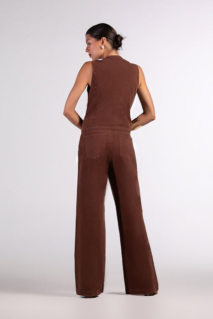 Calça Feminina Pantalona - Marrom - www.latifundio.com.br