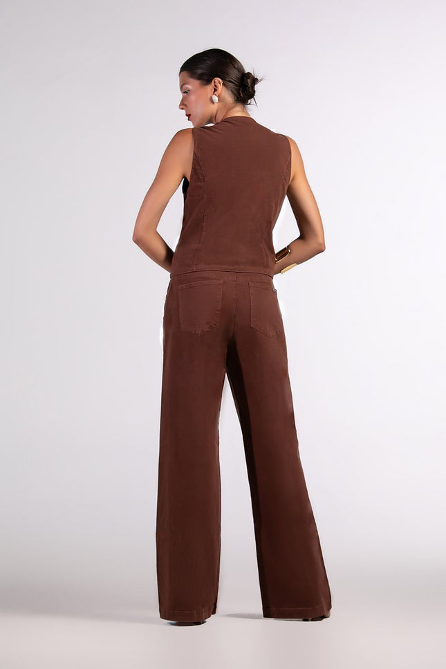 Calça Feminina Pantalona - Marrom - www.latifundio.com.br