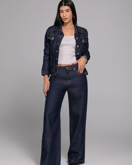 Calça Feminina Pantalona - Jeans Escuro - www.latifundio.com.br