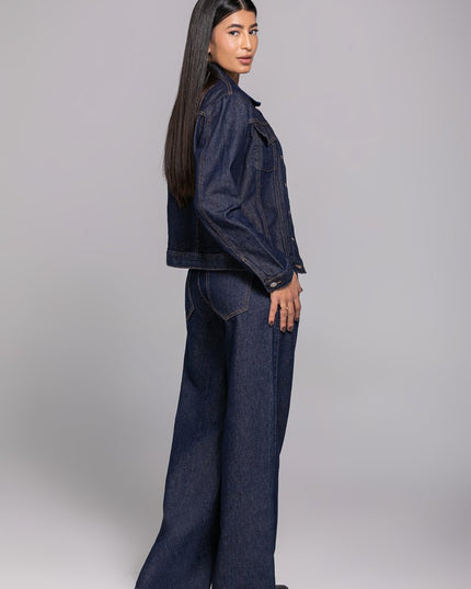 Calça Feminina Pantalona - Jeans Escuro - www.latifundio.com.br