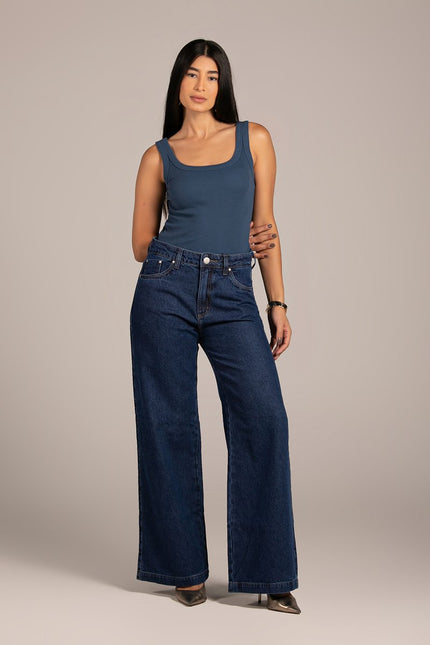 Calça Feminina Wide - Jeans Escuro - www.latifundio.com.br