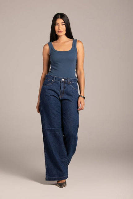 Calça Feminina Wide - Jeans Escuro - www.latifundio.com.br
