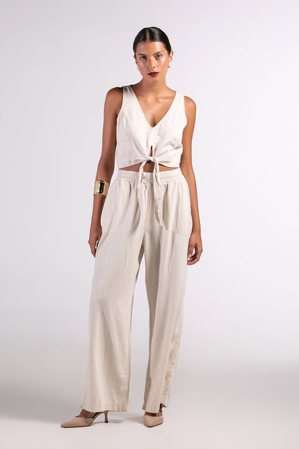 Calça Feminina Pantalona - Cru - www.latifundio.com.br