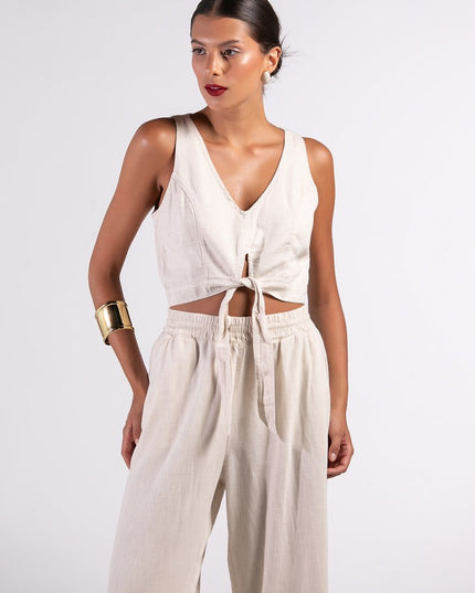 Calça Feminina Pantalona - Cru - www.latifundio.com.br