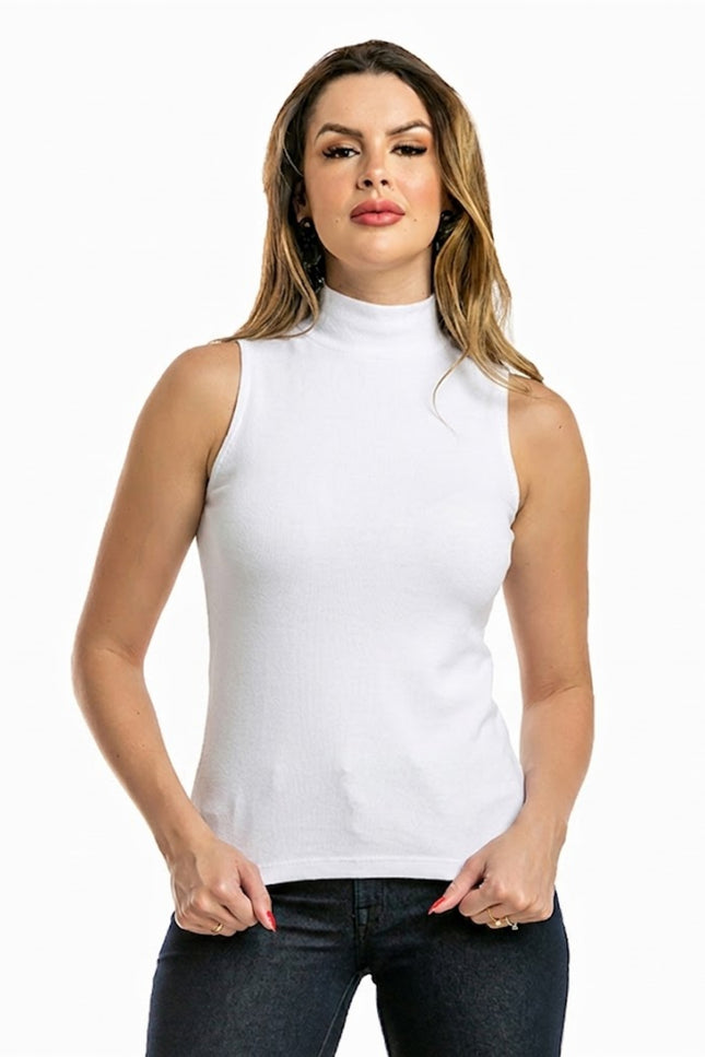 Blusa Feminina Gola Alta - Branco - www.latifundio.com.br