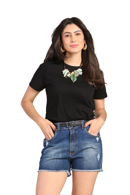 Short Mom - Jeans Escuro - www.latifundio.com.br