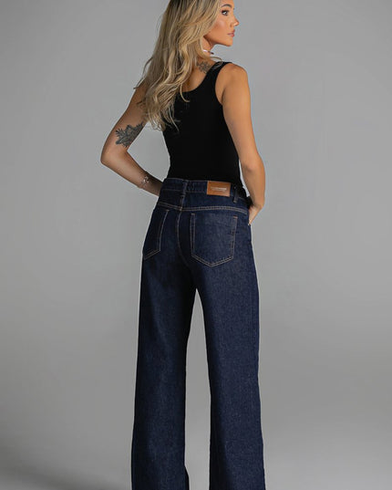 Calça Feminina Pantalona - Jeans Escuro - www.latifundio.com.br