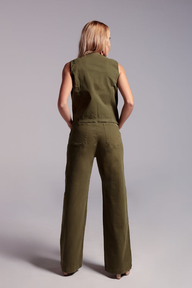 Calça Feminina Pantalona - Verde Militar - www.latifundio.com.br