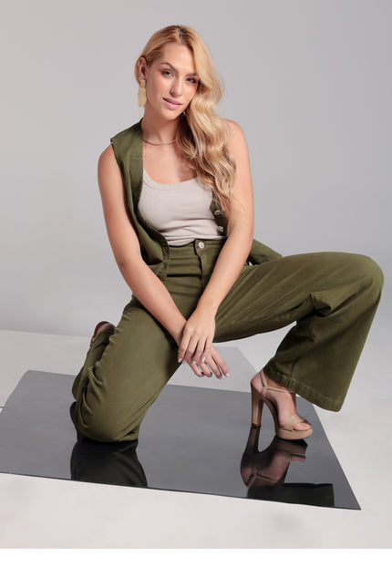 Calça Feminina Pantalona - Verde Militar - www.latifundio.com.br