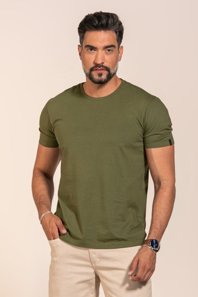 Blusa Masculina Gola Redonda - Verde Militar - www.latifundio.com.br