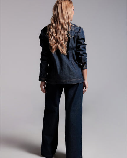 Calça Feminina Pantalona - Jeans Escuro - www.latifundio.com.br