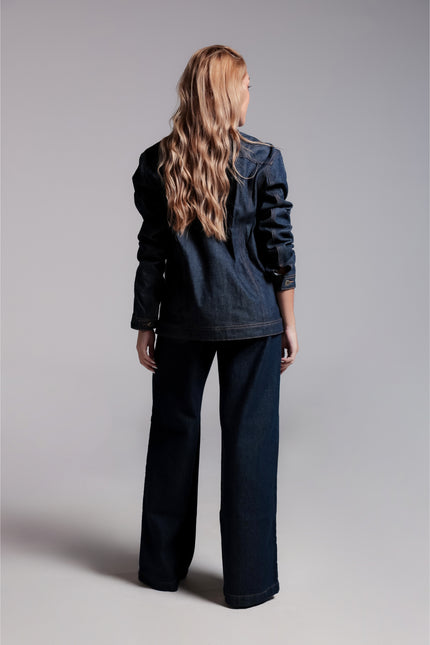 Calça Feminina Pantalona - Jeans Escuro - www.latifundio.com.br