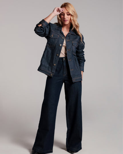 Calça Feminina Pantalona - Jeans Escuro - www.latifundio.com.br