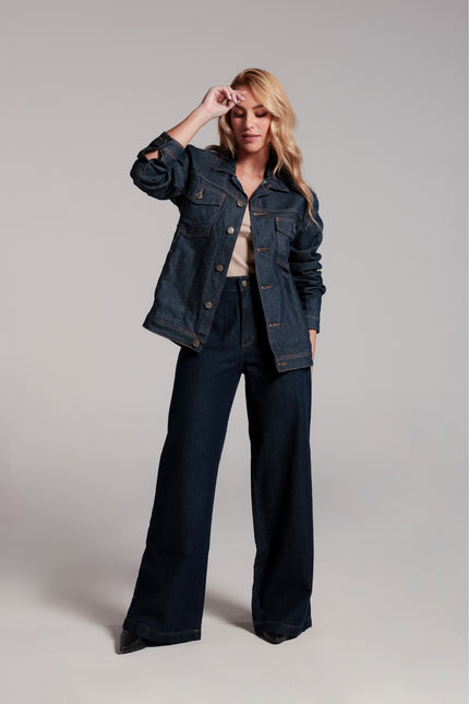 Calça Feminina Pantalona - Jeans Escuro - www.latifundio.com.br