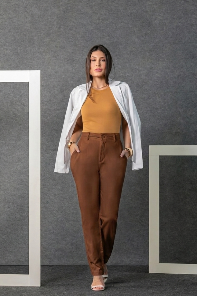 Calça Feminina Cenoura Colors - Marrom - www.latifundio.com.br