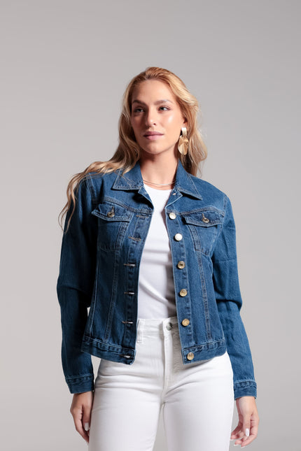 Jaqueta Jeans Feminina - Jeans Médio - www.latifundio.com.br