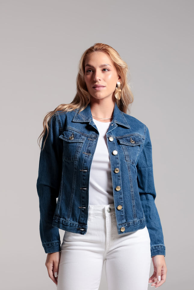 Jaqueta Jeans Feminina - Jeans Médio - www.latifundio.com.br