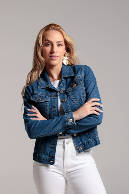 Jaqueta Jeans Feminina - Jeans Médio - www.latifundio.com.br