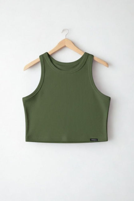 Regata Feminina Cropped - Verde Militar - www.latifundio.com.br