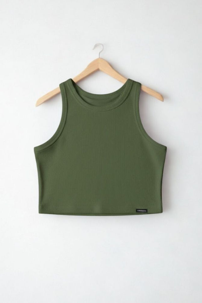 Regata Feminina Cropped - Verde Militar - www.latifundio.com.br