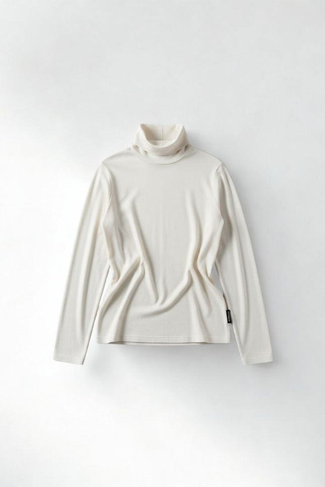 Blusa Feminina Gola Alta Manga Longa - Off White - www.latifundio.com.br