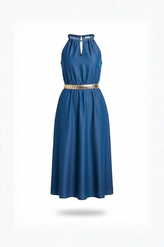 Vestido Midi - Azul Cintilante