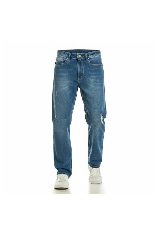 Calça Masculina Reta com Puídos - Jeans Médio - www.latifundio.com.br
