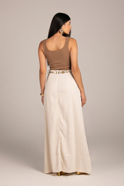 Saia Longa Abertura Frontal - Off White - www.latifundio.com.br