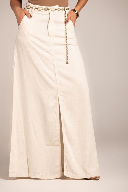 Saia Longa Abertura Frontal - Off White - www.latifundio.com.br