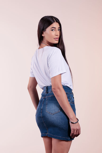 Saia Jeans - Jeans Médio - www.latifundio.com.br