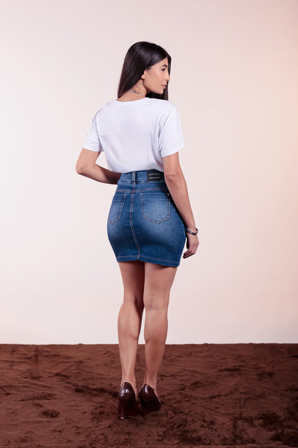 Saia Jeans - Jeans Médio - www.latifundio.com.br