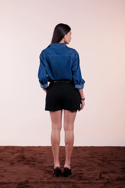 Short Feminino Meia Coxa - Preto - www.latifundio.com.br