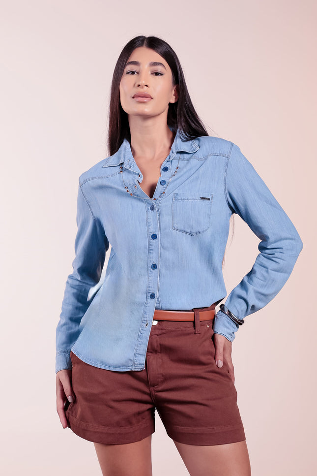 Short Feminino Meia Coxa - Marrom - www.latifundio.com.br