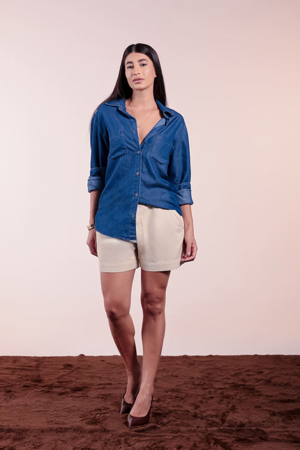 Short Feminino Meia Coxa - Off White - www.latifundio.com.br