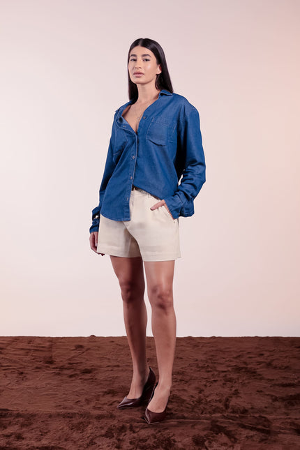 Short Feminino Meia Coxa - Off White - www.latifundio.com.br