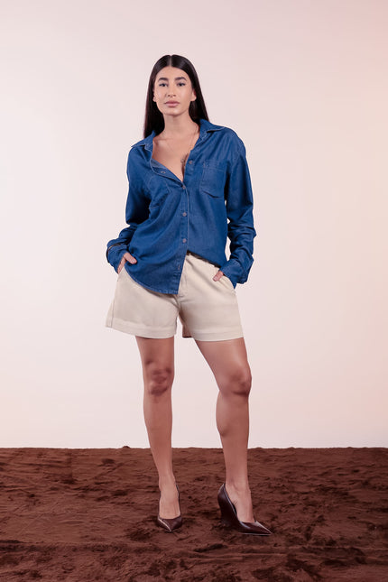 Short Feminino Meia Coxa - Off White - www.latifundio.com.br