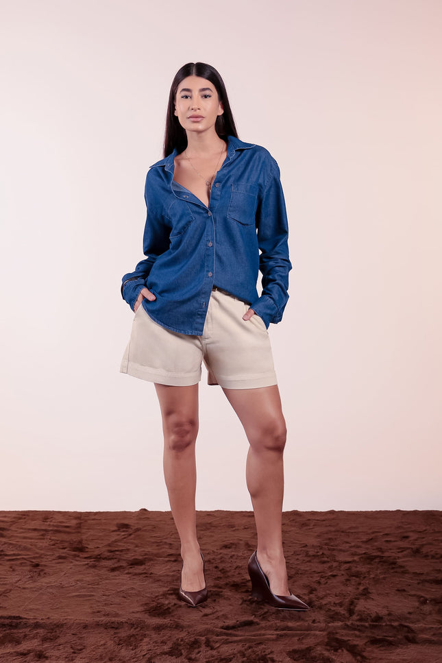 Short Feminino Meia Coxa - Off White - www.latifundio.com.br