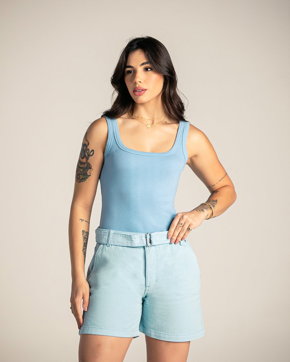 Bermuda Feminina Mom Cinto Colors