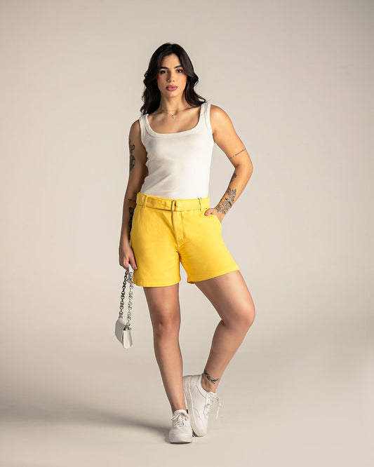 Bermuda Feminina Mom Cinto Colors