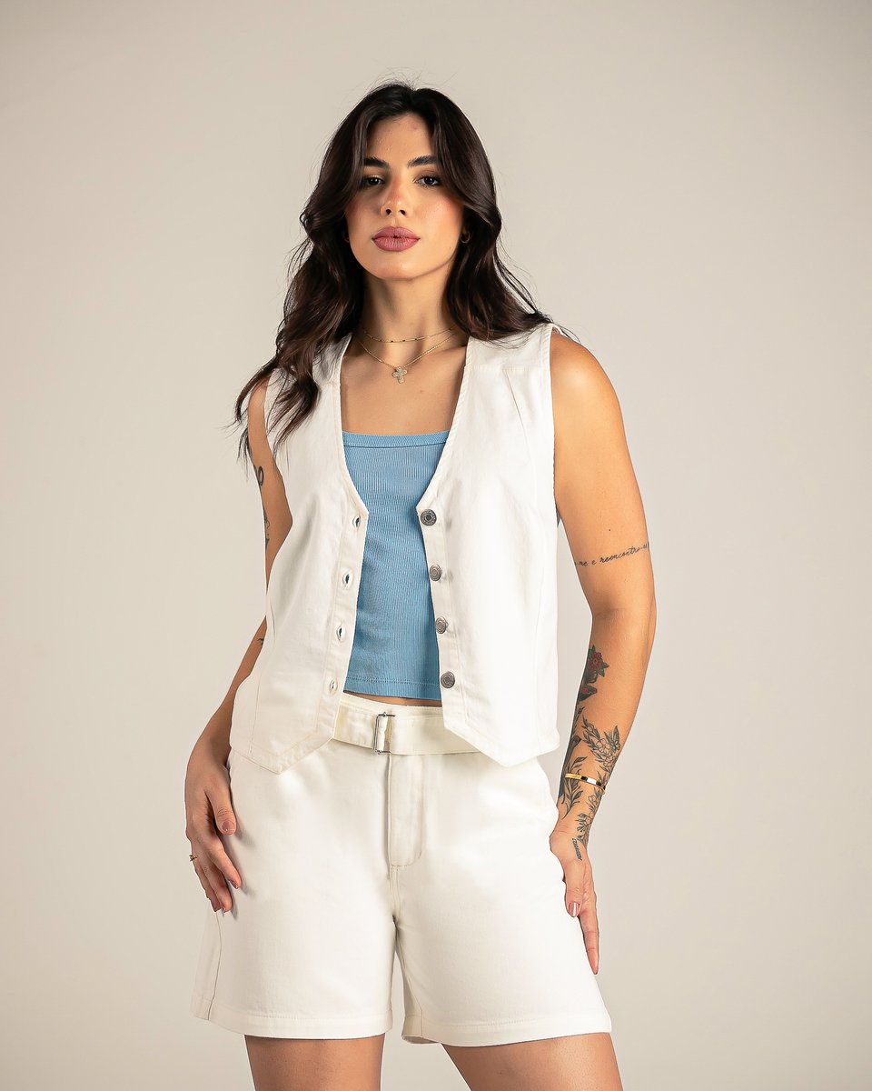 Bermuda Feminina Mom Cinto Colors