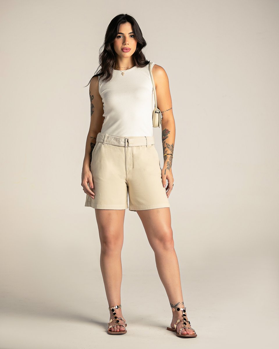Bermuda Feminina Mom Cinto Colors