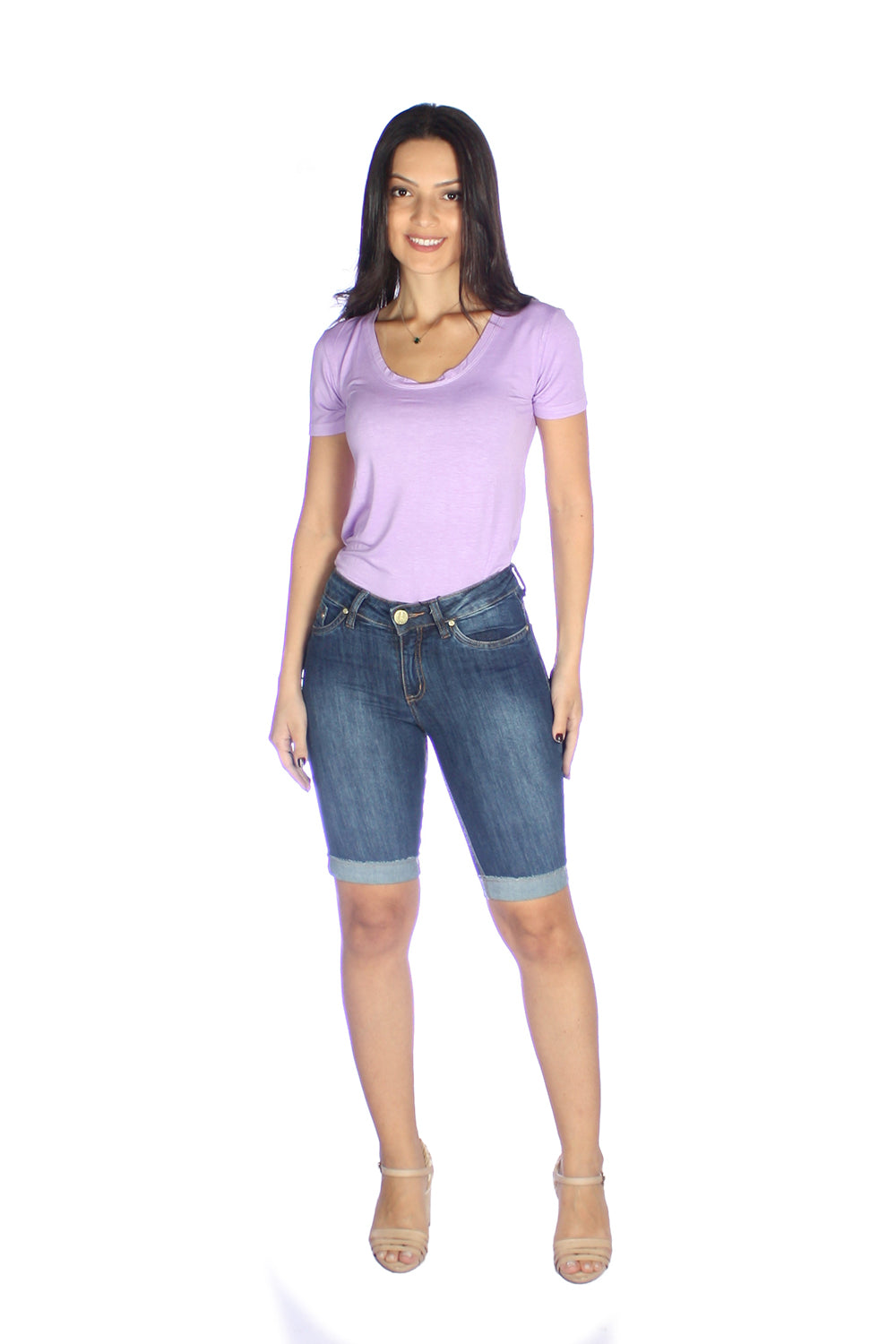 Bermuda Jeans Justa Barra Dobrada - www.latifundio.com.br