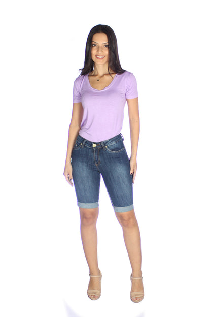Bermuda Jeans Justa Barra Dobrada - www.latifundio.com.br