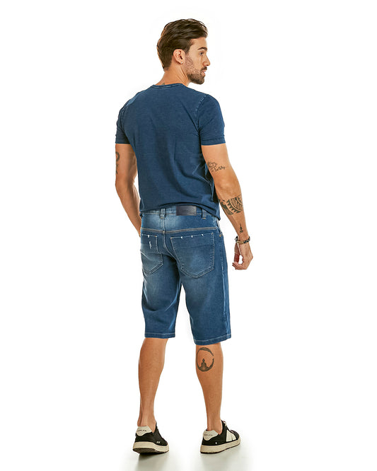 Bermuda Masculina Jeans Stonada