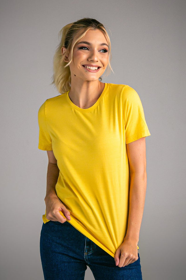 Blusa Básica Feminina - Amarelo